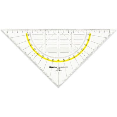Aristo AR 1555/2 Geodreieck, 225 mm, mit Griff, Transparent, Gelb Aristo AR 1555/2 Geodreieck, 225 mm, mit Griff, Transparent, Gelb