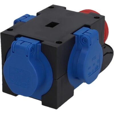 PCE Voedingsverdeler - 3 stopcontacten, IP44, 16A PCE Voedingsverdeler - 3 stopcontacten, IP44, 16A