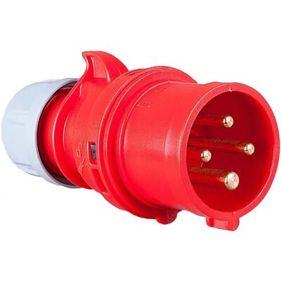Enchufe eléctrico rojo PCE 014-6 - 4P 6H, 16A, IP44 Enchufe eléctrico rojo PCE 014-6 - 4P 6H, 16A, IP44