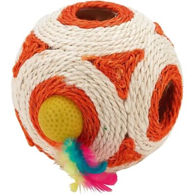 Kerbl Katzenspielzeug - Sisalwürfel mit Federball - 12cm Kerbl Katzenspielzeug - Sisalwürfel mit Federball - 12cm