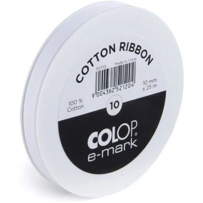 Colop 155755 Cinta para impresora - Algodón, 10mm x 25m, Blanco - Cinta de impresión Colop 155755 Cinta para impresora - Algodón, 10mm x 25m, Blanco - Cinta de impresión