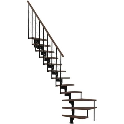 Minka Turn 35 - Platzsparende Treppe mit 90° Wendung, Walnuss/Schwarz Minka Turn 35 - Platzsparende Treppe mit 90° Wendung, Walnuss/Schwarz