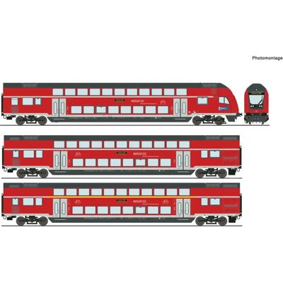 Roco - 6220144 - HO - wagons à 3 étages - Train model - Publicité Roco - 6220144 - HO - wagons à 3 étages - Train model - Publicité