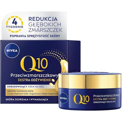 Nivea Q10 Power Nattkrem - Anti-rynke, Nærende, 50ml Nivea Q10 Power Nattkrem - Anti-rynke, Nærende, 50ml