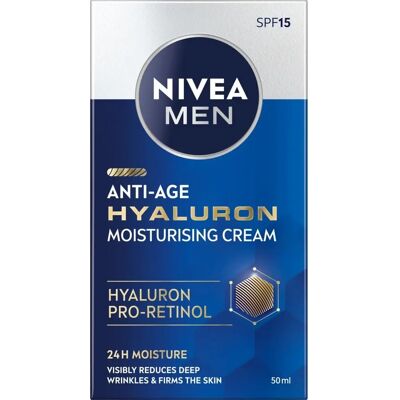 Nivea Men Hyaluron Face Moisturizing Cream SPF 15 - Anti-Wrinkle Day Face Cream Nivea Men Hyaluron Face Moisturizing Cream SPF 15 - Anti-Wrinkle Day Face Cream