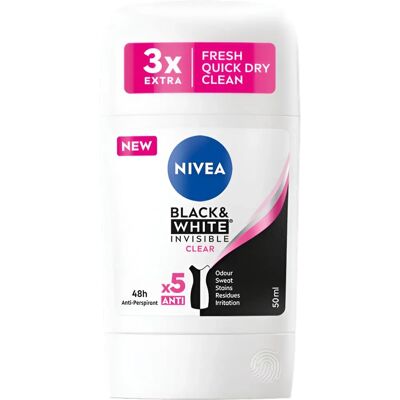 Nivea Black & White Invisible Clear Antiperspirant Stick - Antiperspirant Nivea Black & White Invisible Clear Antiperspirant Stick - Antiperspirant