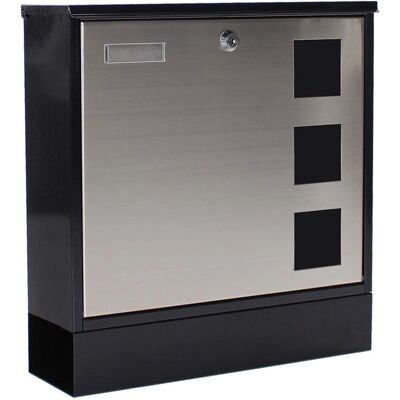 Boîte aux lettres noire Rottner avec compartiment à journaux - Résistante aux intempéries Boîte aux lettres noire Rottner avec compartiment à journaux - Résistante aux intempéries