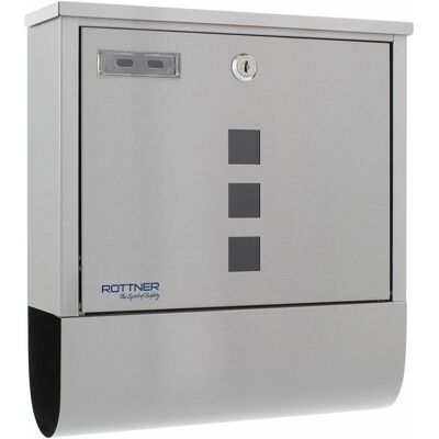 Rottner Kompakt Stahlbriefkasten - Wandmontierter Briefkasten mit Zeitungsfach Rottner Kompakt Stahlbriefkasten - Wandmontierter Briefkasten mit Zeitungsfach
