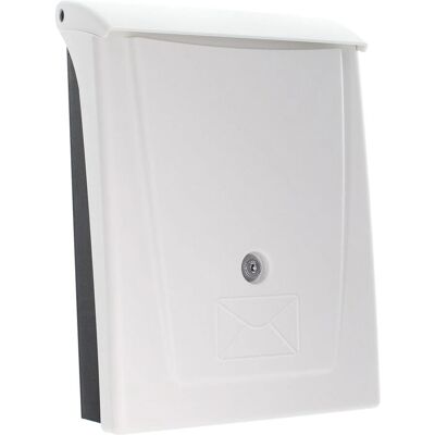 Rottner T06256 Wall-mounted Mailbox - UV-resistant Plastic, White/Black Rottner T06256 Wall-mounted Mailbox - UV-resistant Plastic, White/Black