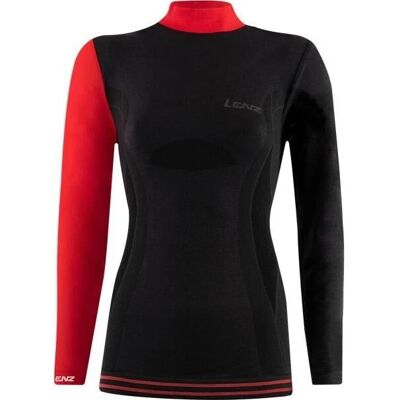 Lenz 6.0 Merino Rollkragen - Damen Langarmshirt, Schwarz/Rot Lenz 6.0 Merino Rollkragen - Damen Langarmshirt, Schwarz/Rot