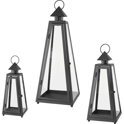 Ambia Home Fekete Fém Lámpások - Szett 3 - Lámpák Ambia Home Fekete Fém Lámpások - Szett 3 - Lámpák