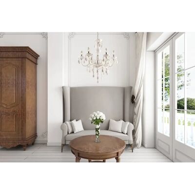 GLOBO CUIMBRA I Chandelier - Vintage, 6 E14, 67cm, White GLOBO CUIMBRA I Chandelier - Vintage, 6 E14, 67cm, White