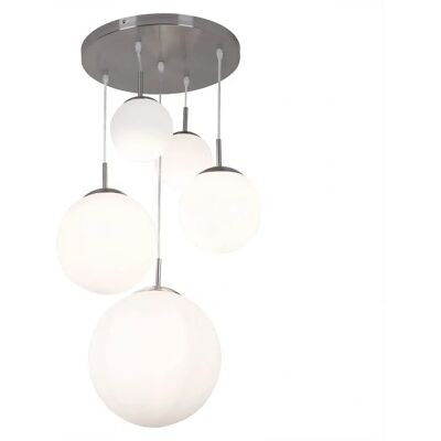 Lampada a sospensione in nichel Globo - 2/3 lampadine - Design moderno Lampada a sospensione in nichel Globo - 2/3 lampadine - Design moderno