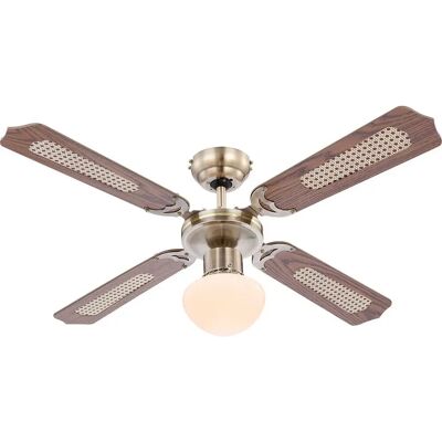 Globo Champion Eichenschreibtischventilator mit Licht - Großes Metallventilator mit reversiblen Flügeln Globo Champion Eichenschreibtischventilator mit Licht - Großes Metallventilator mit reversiblen Flügeln