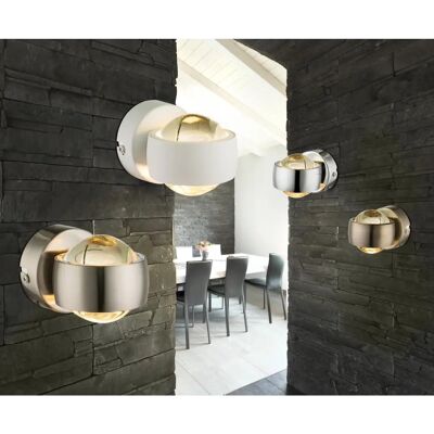 Aplique de pared Globo Randi Níquel - LED, 2 lámparas, 7cm Aplique de pared Globo Randi Níquel - LED, 2 lámparas, 7cm