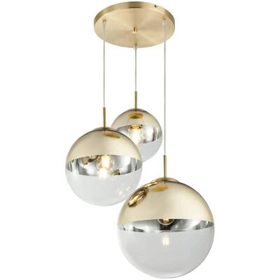 Globo Gold Pendelleuchte - 3 Glaskugeln - 51cm - E27 - Modern Globo Gold Pendelleuchte - 3 Glaskugeln - 51cm - E27 - Modern