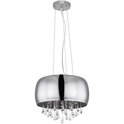 Lampadario Globo KALLA - Vetro fumé, Cristallo, Cromo, E14, 120cm Lampadario Globo KALLA - Vetro fumé, Cristallo, Cromo, E14, 120cm