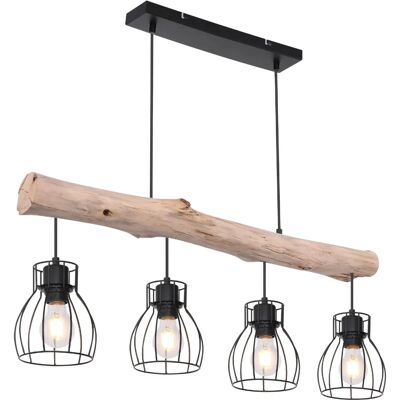 Globo Mina Metall & Holz Hängeleuchte - 4 E27 Lampen Globo Mina Metall & Holz Hängeleuchte - 4 E27 Lampen