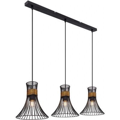 Globo Lighting Purra Black Metal Pendant Light - E27, 3 Lamps Globo Lighting Purra Black Metal Pendant Light - E27, 3 Lamps