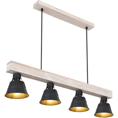 Lampada a sospensione in legno naturale Globo 4 luci Lampada a sospensione in legno naturale Globo 4 luci
