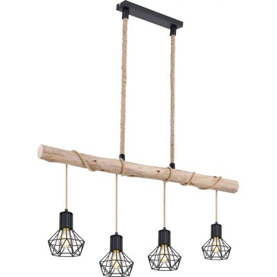 Lampada a sospensione Vintage Globo - E27 Metallo Legno Nero Moderno Lampada a sospensione Vintage Globo - E27 Metallo Legno Nero Moderno