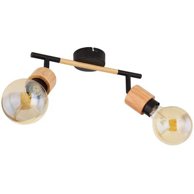 Faretto da Soffitto Globo Lighting Jorna - Regolabile in Metallo e Legno Nero - 2 E27 Faretto da Soffitto Globo Lighting Jorna - Regolabile in Metallo e Legno Nero - 2 E27