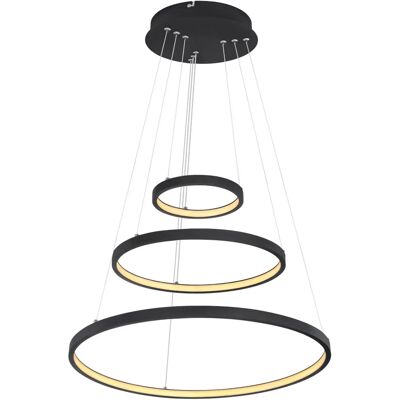 Globo Black Pendant Light - Modern 3-Ring LED Chandelier - 51cm Globo Black Pendant Light - Modern 3-Ring LED Chandelier - 51cm