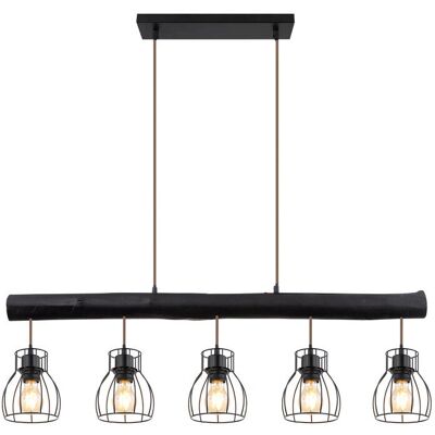 Globo Lighting Mina Pendant Lamp - Black Metal, 5 E27, Adjustable Globo Lighting Mina Pendant Lamp - Black Metal, 5 E27, Adjustable