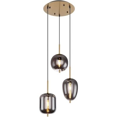 Globo Lighting Blacky Pendant Lamp - 3 E14 Sockets - 46cm Globo Lighting Blacky Pendant Lamp - 3 E14 Sockets - 46cm