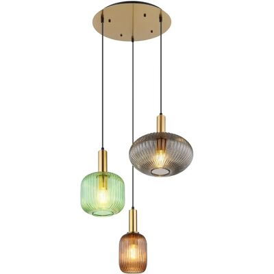 Globo Lighting Normy Pendelleuchte - Messing - 55cm - 3 E27 Lampen Globo Lighting Normy Pendelleuchte - Messing - 55cm - 3 E27 Lampen