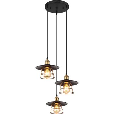 Černá kovová závěsná svítidlo Viejo od Globo Lighting - E27, 3 žárovky Černá kovová závěsná svítidlo Viejo od Globo Lighting - E27, 3 žárovky