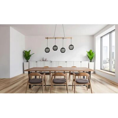 Lámpara colgante Globo Hermi II, Madera, Negro - Luz de Techo Lámpara colgante Globo Hermi II, Madera, Negro - Luz de Techo