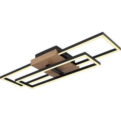 Lampe Plafond Globo Kendra - Moderne, LED 18W, Noir, Accent Bois - Publicité Lampe Plafond Globo Kendra - Moderne, LED 18W, Noir, Accent Bois - Publicité
