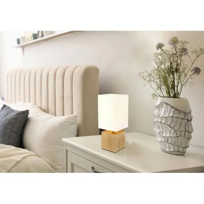Lampe de Table Moderne en Bois Blanc Marron GLOBO - Lampe de Table Lampe de Table Moderne en Bois Blanc Marron GLOBO - Lampe de Table