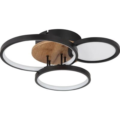 GLOBO LED Deckenleuchte - Schwarz/Holz - Modernes Design - 30W 1500lm GLOBO LED Deckenleuchte - Schwarz/Holz - Modernes Design - 30W 1500lm