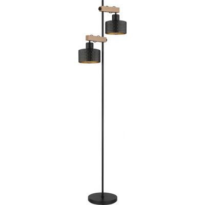 Globo Lighting RIELLY Lámpara de pie - Negro, Oro, Madera - Lámpara de pie Globo Lighting RIELLY Lámpara de pie - Negro, Oro, Madera - Lámpara de pie