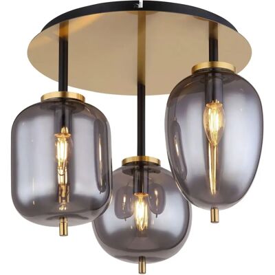 Globo Blacky Deckenlampe - 3 E14, Rauchglas, Metall, 46cm Globo Blacky Deckenlampe - 3 E14, Rauchglas, Metall, 46cm