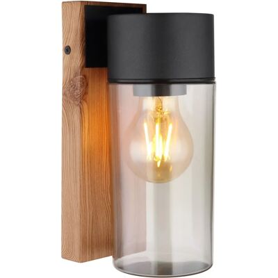 Globo Wall Light - E27, Wood Effect, Smoke Gray - Outdoor Lighting Globo Wall Light - E27, Wood Effect, Smoke Gray - Outdoor Lighting