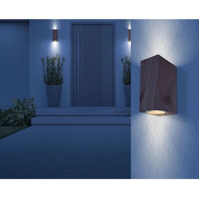 Veronika Zewnętrzna Lampa Ścienna - 2x GU10, IP44, Efekt Drewna Veronika Zewnętrzna Lampa Ścienna - 2x GU10, IP44, Efekt Drewna