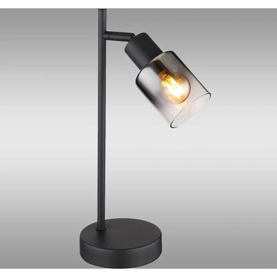 Lampa Stołowa GLOBO Hubertus - Czarna, Dymne Szkło, E14 Lampa Stołowa GLOBO Hubertus - Czarna, Dymne Szkło, E14