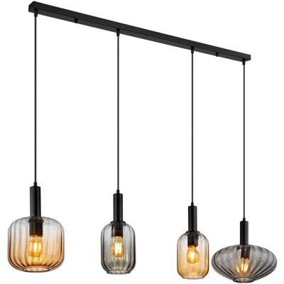 Globo Valleta Pendant Lamp - Stylish Black Metal with Glass Shades Globo Valleta Pendant Lamp - Stylish Black Metal with Glass Shades
