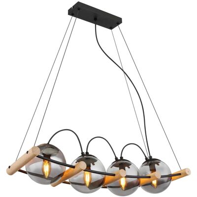 Globo Leona Pendant Light - Adjustable Height, Metal, Wood, Glass Globo Leona Pendant Light - Adjustable Height, Metal, Wood, Glass