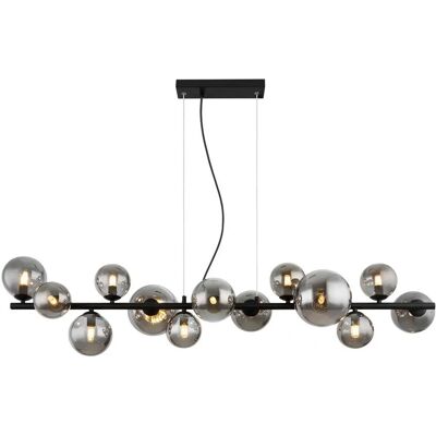GLOBO RIHA Függesztett lámpa - 120x34,5x120 cm - Fekete, Füstös, G9 GLOBO RIHA Függesztett lámpa - 120x34,5x120 cm - Fekete, Füstös, G9