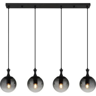 GLOBO Dalton Pendant Light - E27, 4 Lights, 90/15/130 cm, Black Smoky Glass GLOBO Dalton Pendant Light - E27, 4 Lights, 90/15/130 cm, Black Smoky Glass