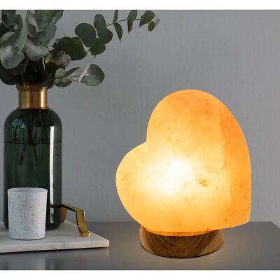 Globo - Heart Crystal Salt Stone - Natur - Braunes Holz - Tischlampe Globo - Heart Crystal Salt Stone - Natur - Braunes Holz - Tischlampe