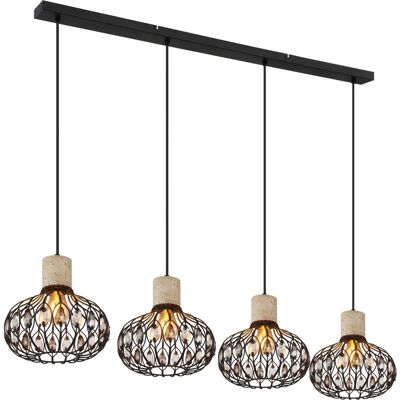 GLOBO 15778-4H Deckenleuchte - Moderne schwarze Hängeleuchte mit Travertin GLOBO 15778-4H Deckenleuchte - Moderne schwarze Hängeleuchte mit Travertin