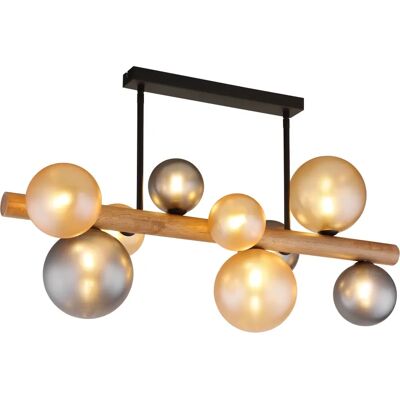 GLOBO 56133W-9D Deckenleuchte - Vintage, Schwarz, Holz-Details GLOBO 56133W-9D Deckenleuchte - Vintage, Schwarz, Holz-Details