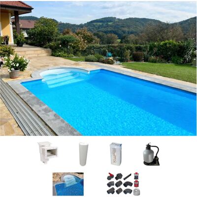 KWAD - Rechteckpool - Weiß - 7x3,5x1,5m - Römertreppe KWAD - Rechteckpool - Weiß - 7x3,5x1,5m - Römertreppe