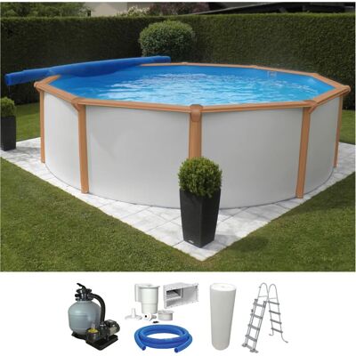 KWAD White Timber Rundbecken - 350cm x 132cm - Schwimmbecken KWAD White Timber Rundbecken - 350cm x 132cm - Schwimmbecken