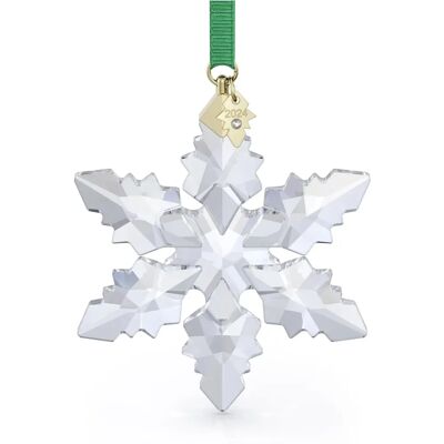 Adorno de Nieve Swarovski 2024 - Facetado, Cinta Verde Adorno de Nieve Swarovski 2024 - Facetado, Cinta Verde